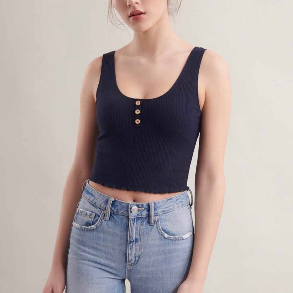 garage henley lettuce edge tank top